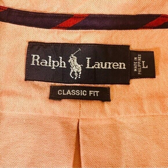 Ralph Lauren Shirt Men’s Sz.Large Orange Classic Fit Button Down Casual - Picture 3 of 7